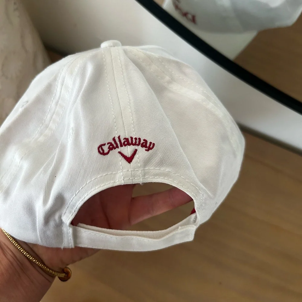 ⭐️ NEW Callaway Dewards Scotch Whiskey White and Red Logo Golf Cap Hat